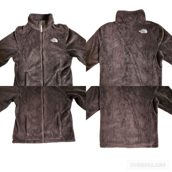 The North Face brown zip front fuzzy jacket sz S - Picture 3 of 9